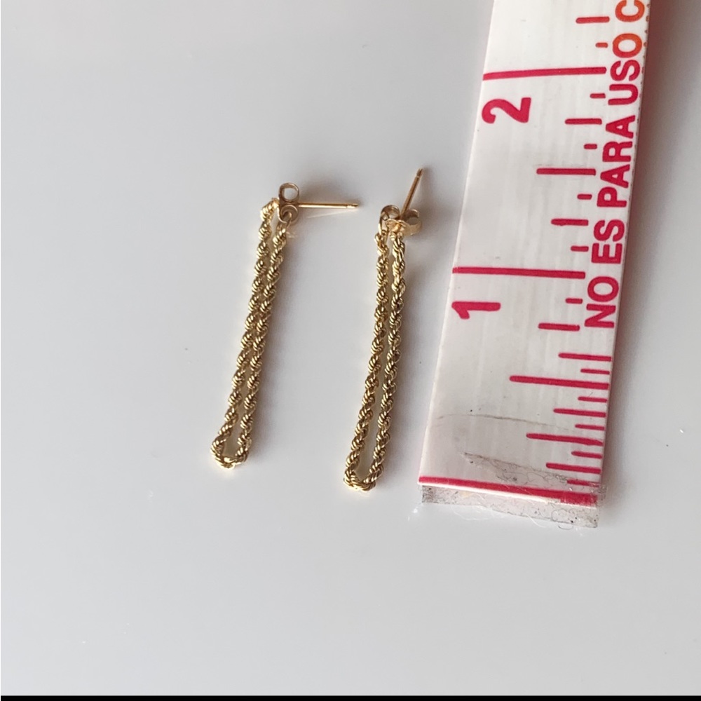 ROPE CHAIN EARRINGS 14K YELLOW GOLD - Picture 6 of 6